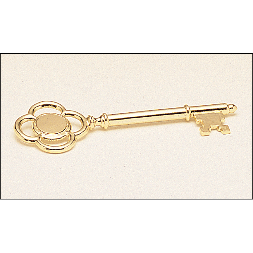 Goldtone plated key with engraving disc.