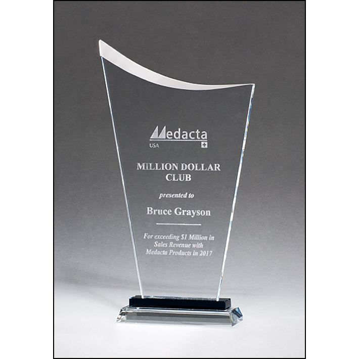 Contemporary Clear Glass Award with Pedestal Base.