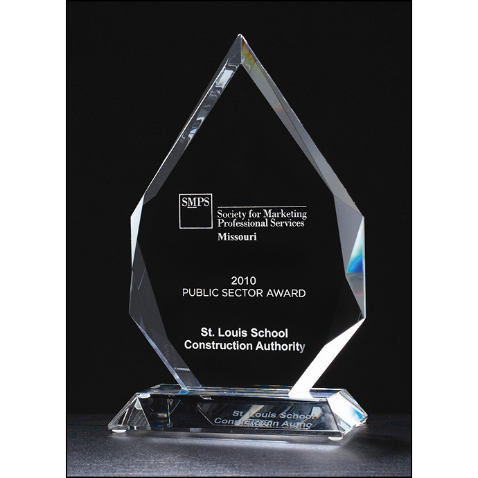 Flame Series multi-faceted crystal award.