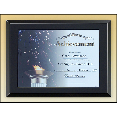 Black glass certificate plaque with easy open and close backing.