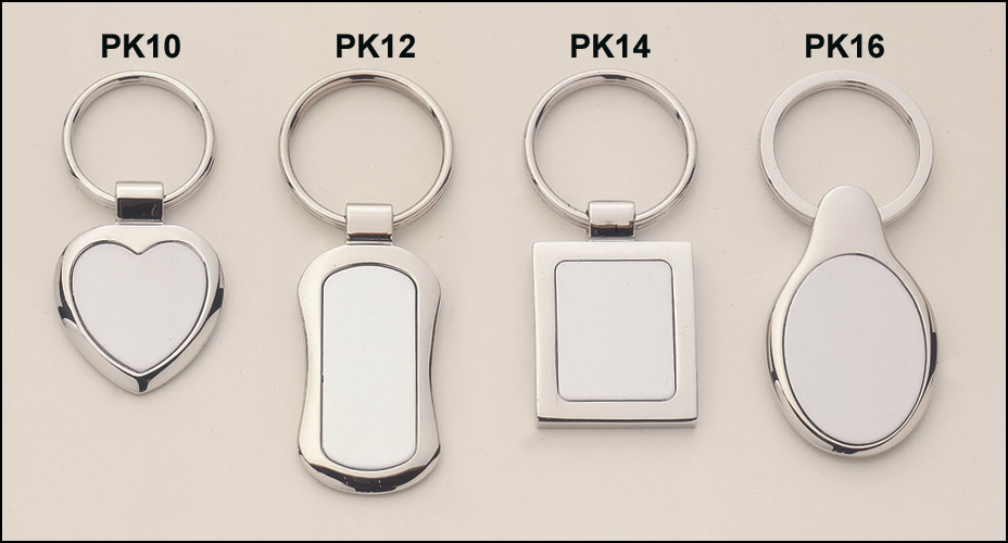 Polished silver keyring with matte silver engravable aluminum insert.