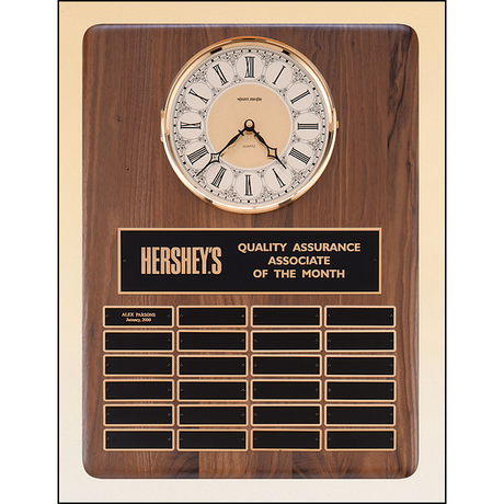 American walnut vertical wall clock with 24 plates.