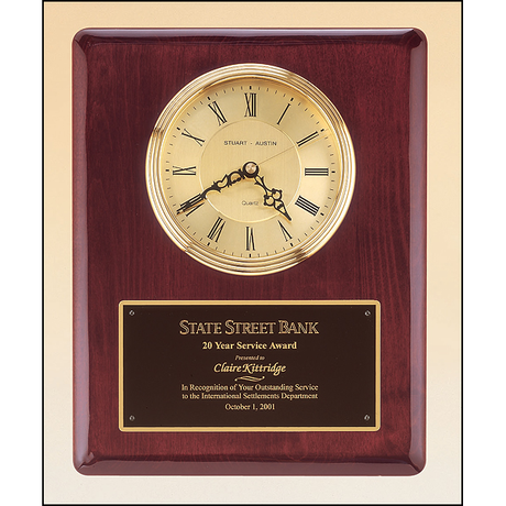 Rosewood stained piano finish vertical wall clock.