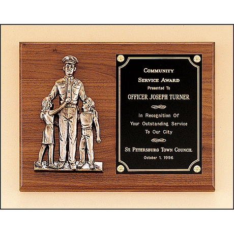 Police award with antique bronze finish casting.