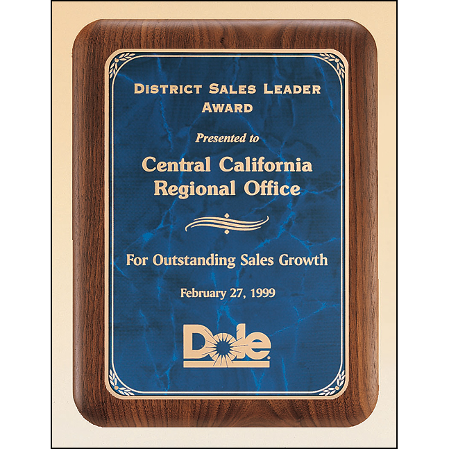 Solid American walnut plaque available in three sizes and two marble finishes.
