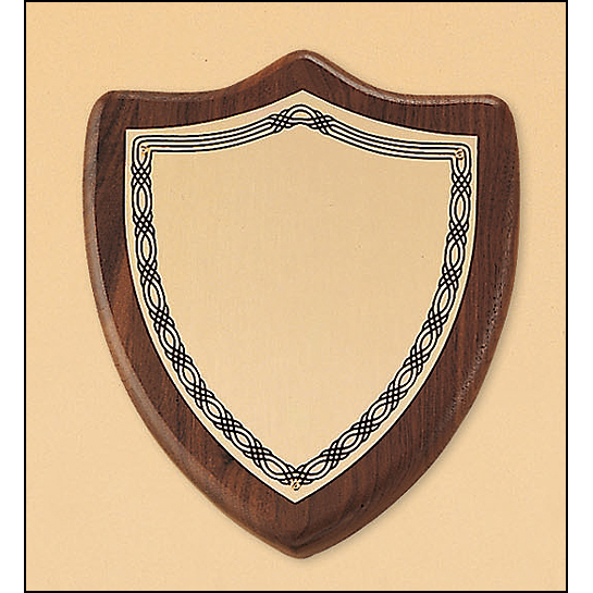 American walnut plaque with a brushed brass plate.